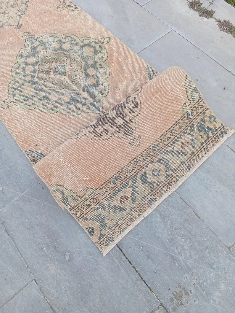 2x25 Runner Rug Vintage, Extra Long Runner for Hallway, Turkish 2x25 Oushak Runner, Skinny Rug, H... | Etsy (US)