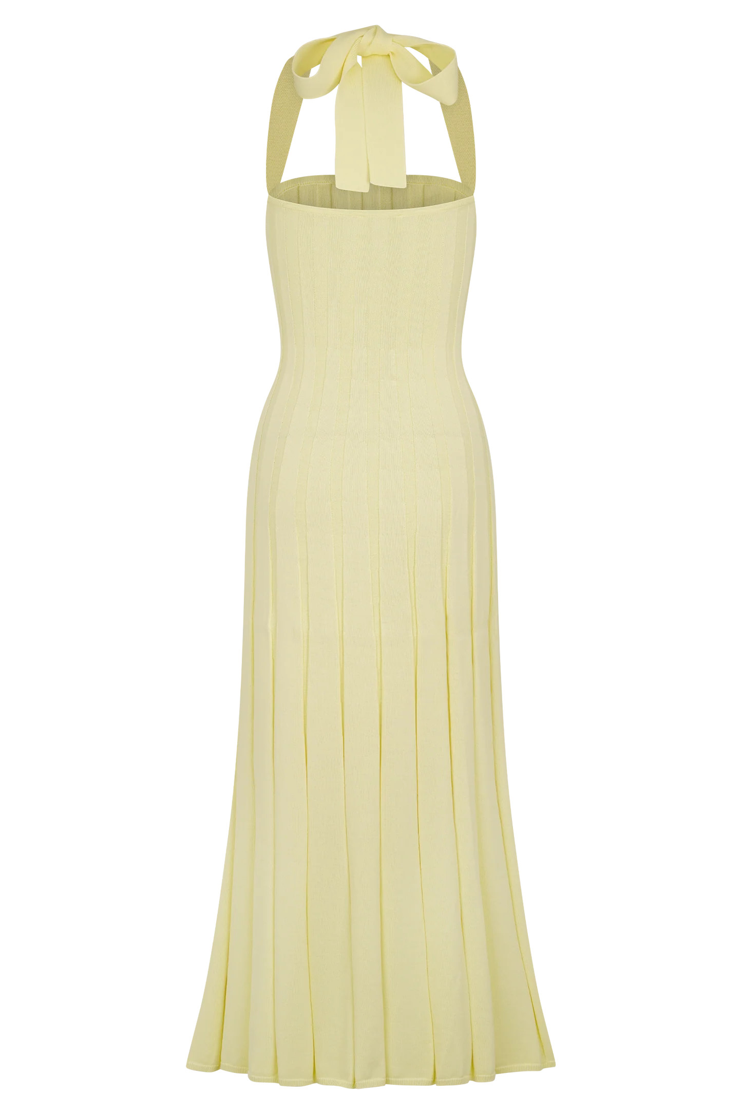 Halter Knit Midi Dress - Lemon | MESHKI US