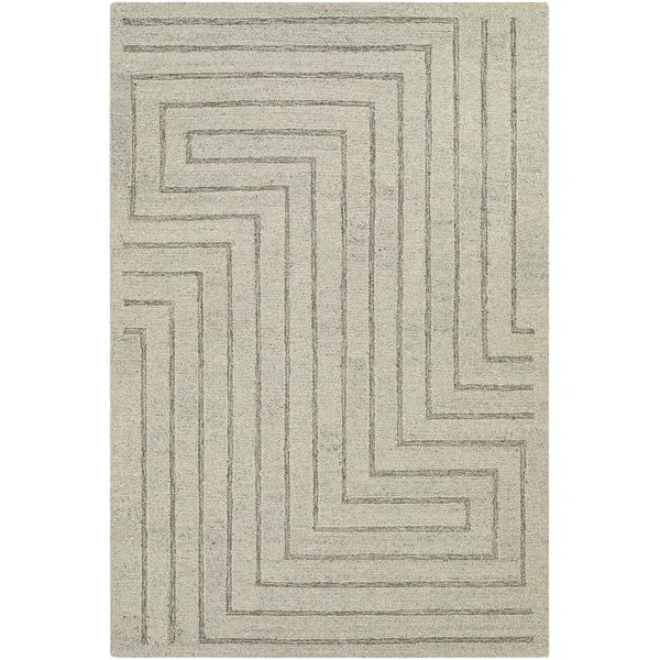 Zarate Geometric Handmade Tufted Wool Gray Area Rug | Wayfair North America