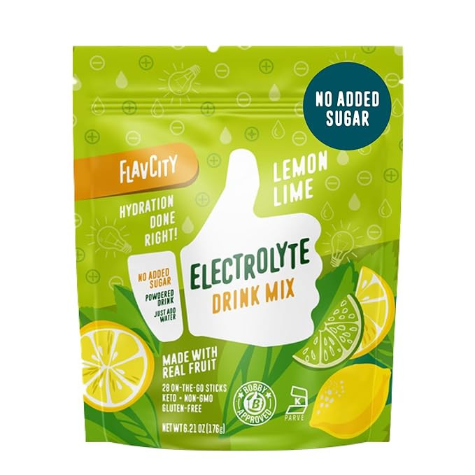 FlavCity Lemon Lime Electrolytes Powder Packets - 28 Hydration Packets - No Added Sugar - Hydrati... | Amazon (US)