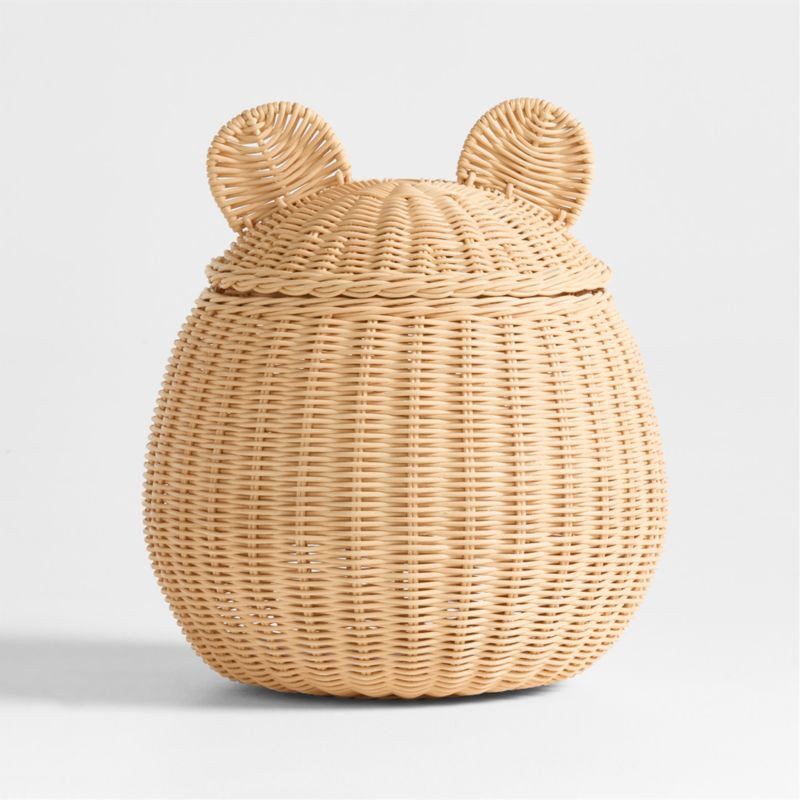 Small Wicker Bear Floor Storage Basket | Crate & Kids | Crate & Barrel