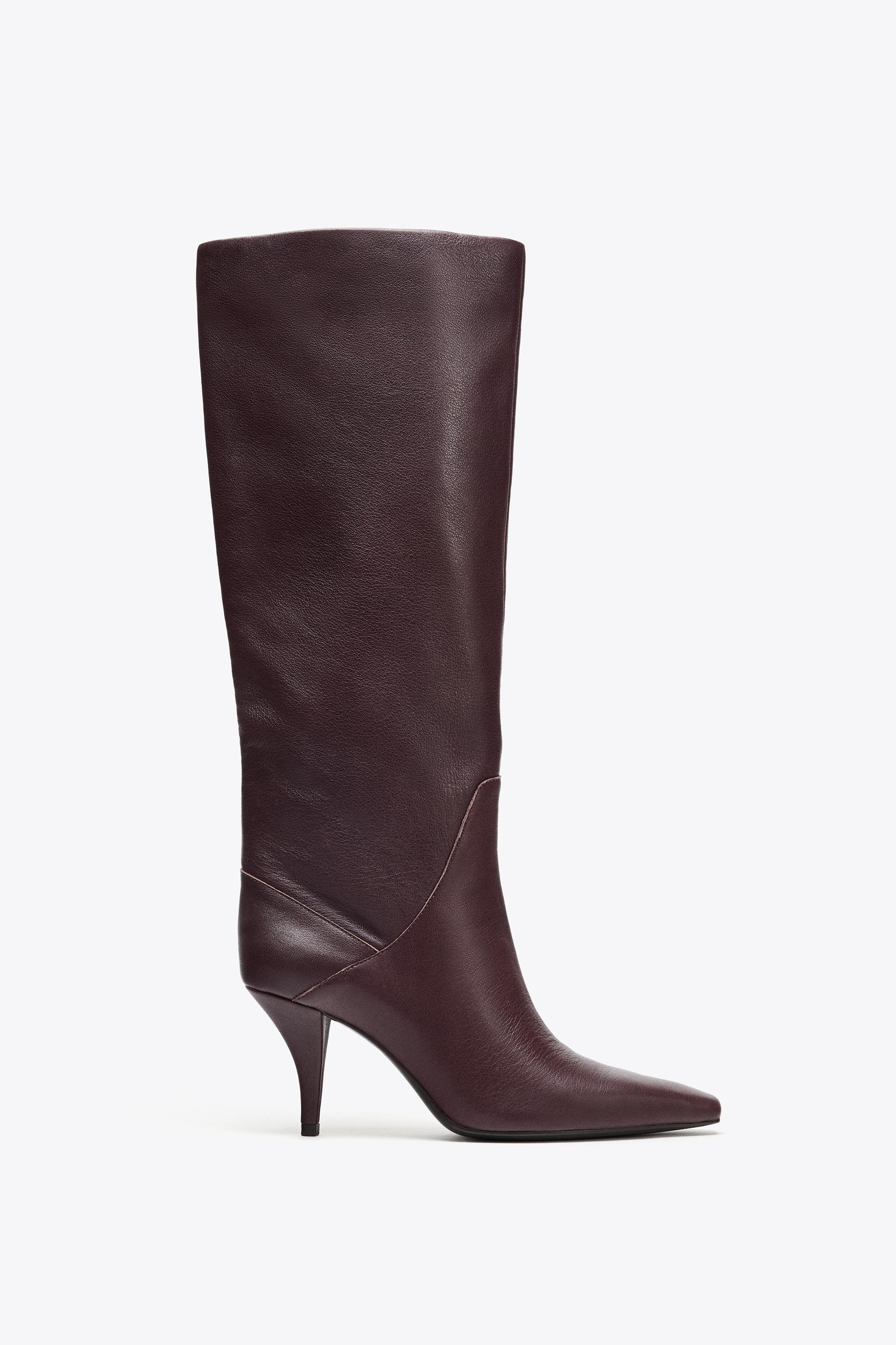 LEATHER HEEL BOOTS | Zara US