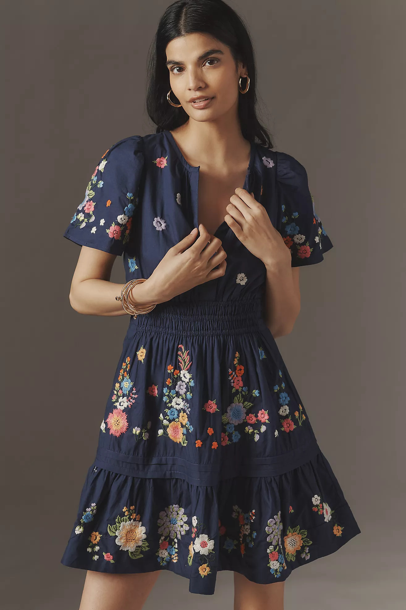 The Somerset Embroidered Mini Dress | Anthropologie (US)
