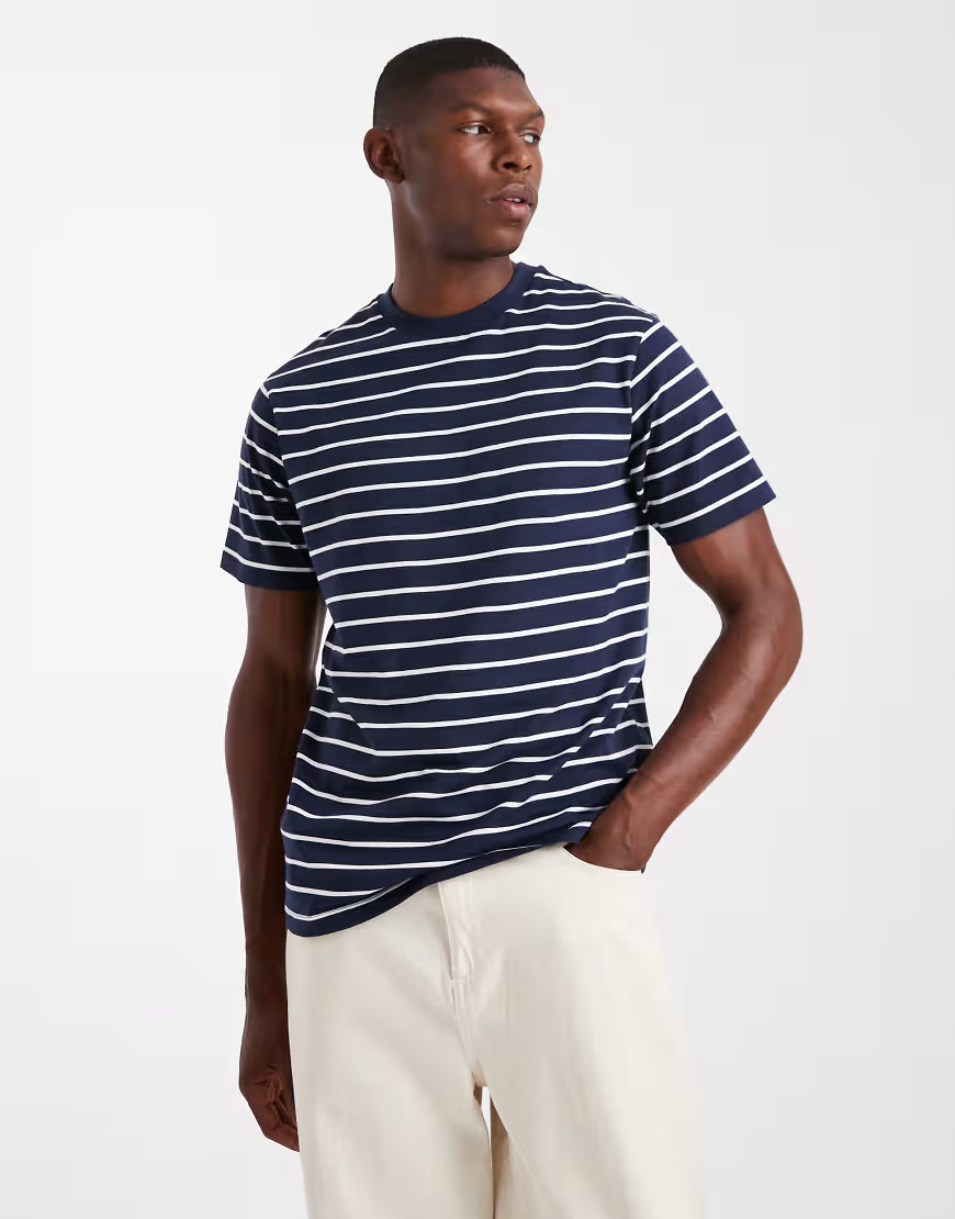 ASOS DESIGN t-shirt in navy and white stripes | ASOS (Global)