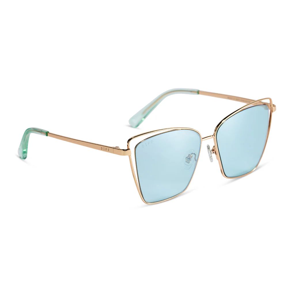 COLOR: gold   turquoise mirror sunglasses | DIFF Eyewear
