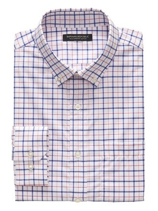 Slim-Fit Tech-Stretch Cotton Grid Shirt | Banana Republic US