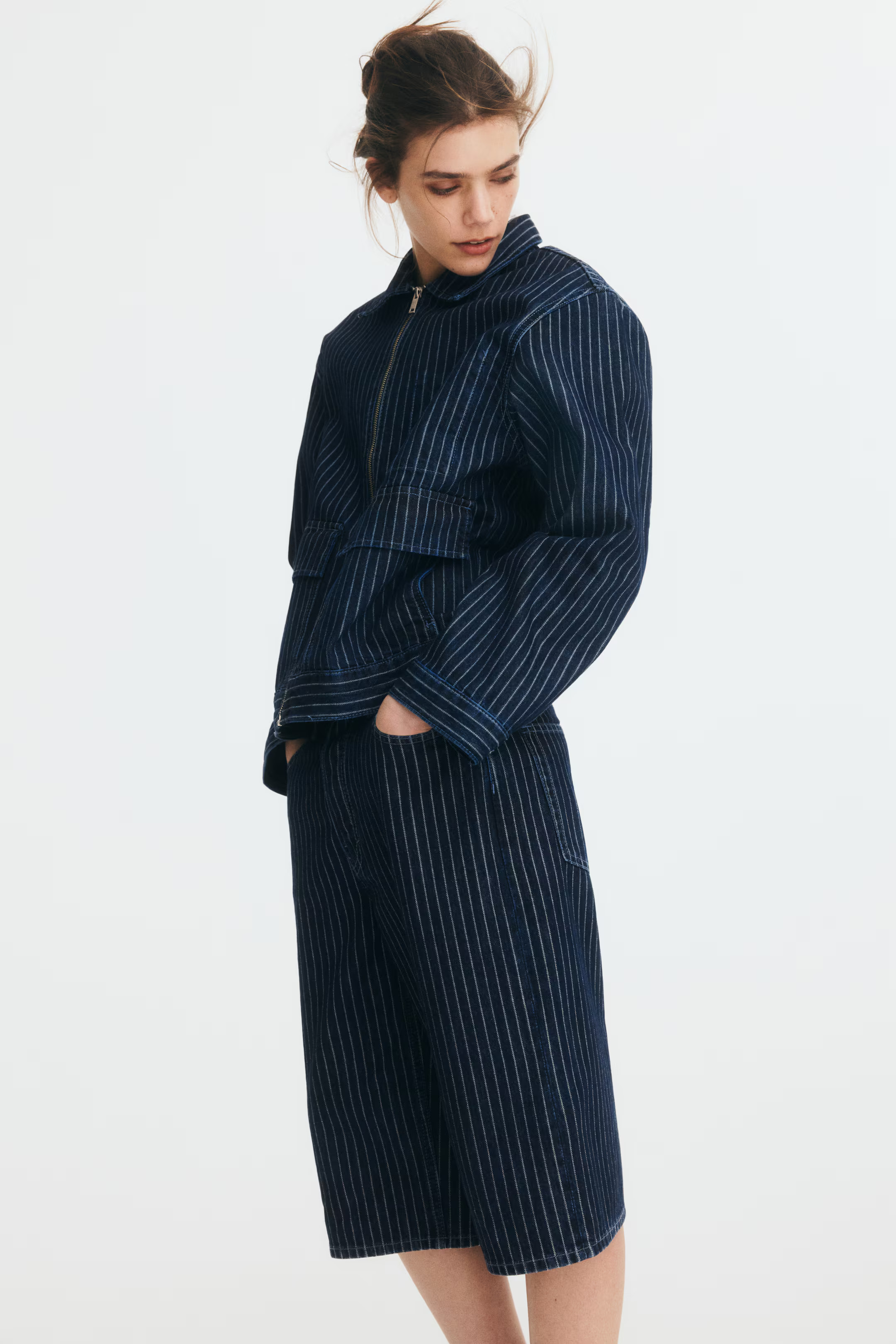 High-Waist Knee-Length Denim Shorts | H&M (US + CA)