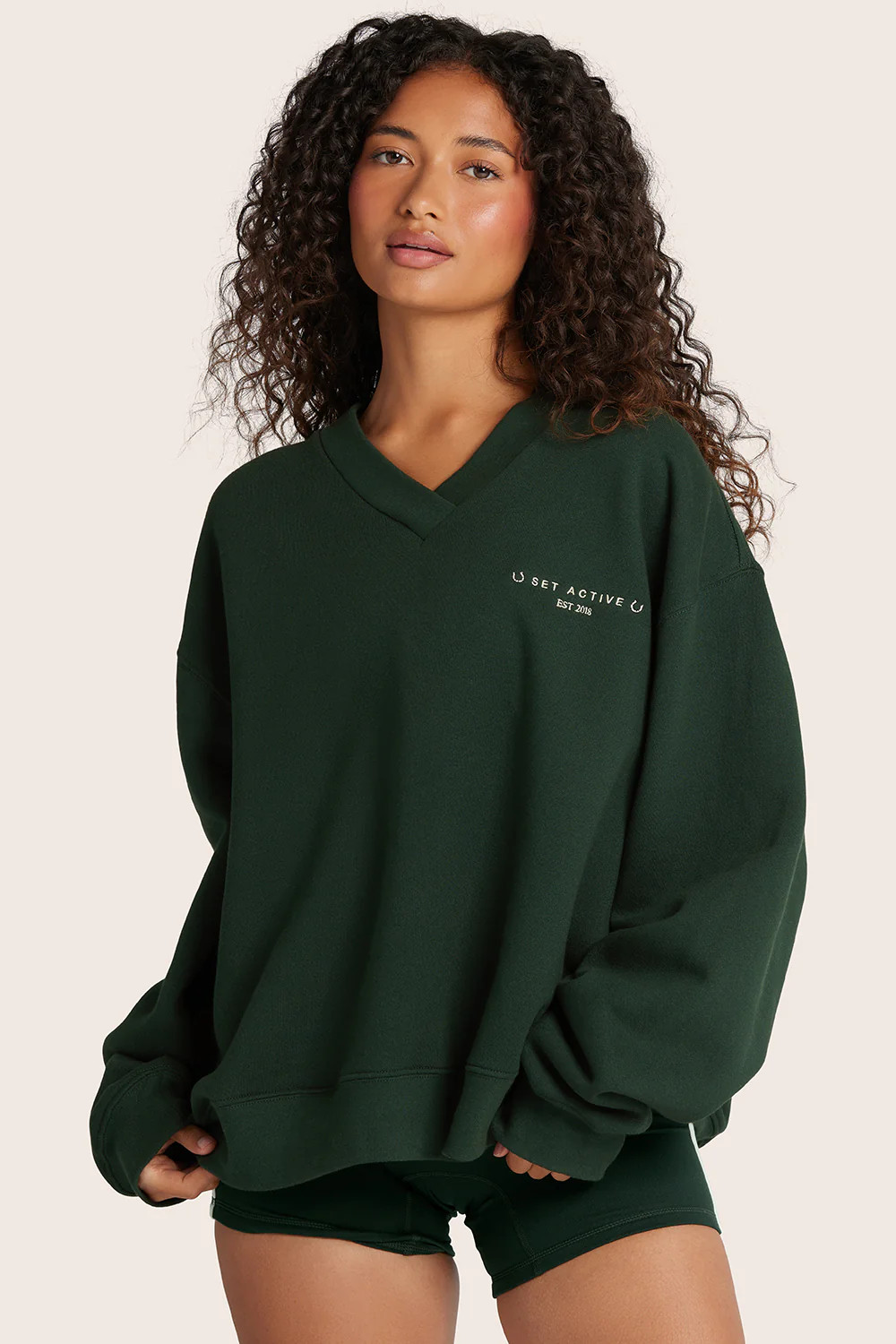 MIDWEIGHT SWEATS STAPLE V SWEATSHIRT - ACRE | SET Active