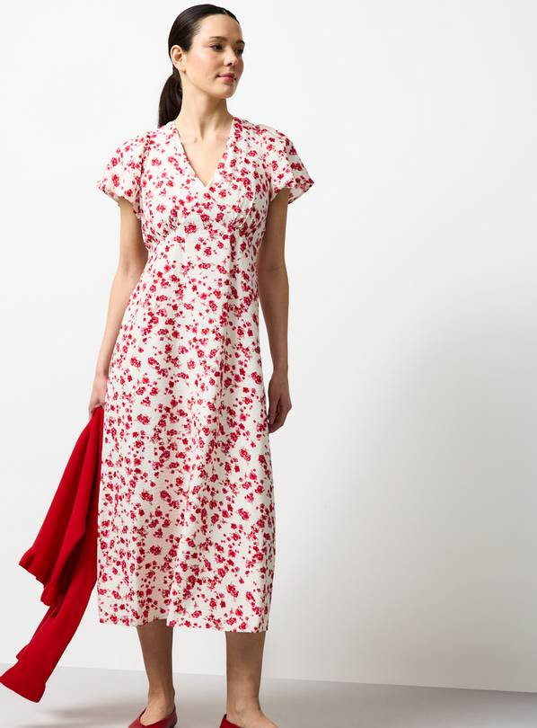 Pink Floral Print Midaxi Tea Dress 14 | Tu Clothing