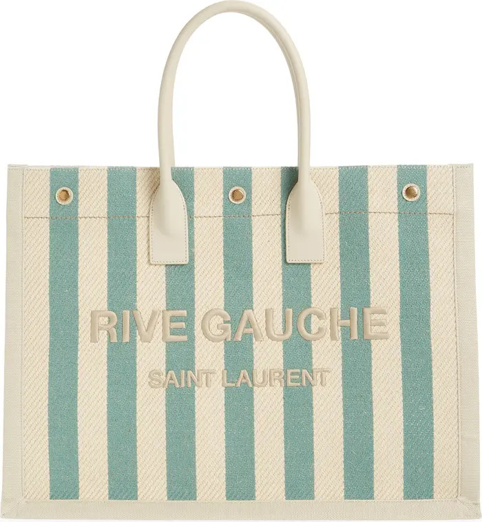 Large Rive Gauche Stripe Canvas Tote | Nordstrom