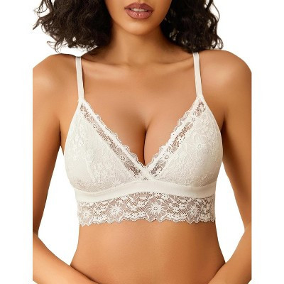 Avidlove Lace Bralette for Women Wireless Bralettes Non Padded Bralette V Neck Minimizer Lingerie White XXL | Target