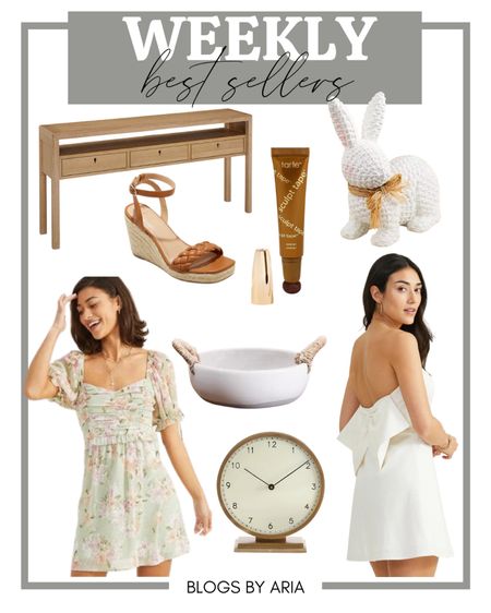Last weeks bestsellers in home decor! Neutral home decor finds and my favorite Easter bunny! Spring dresses and white dresses are reader favorites! Pair with neutral wedges and the popular contour tape! Easter dress / spring dress / white dress / console table / white bowl / table clock / home decor 

#LTKhome #LTKSeasonal #LTKFind