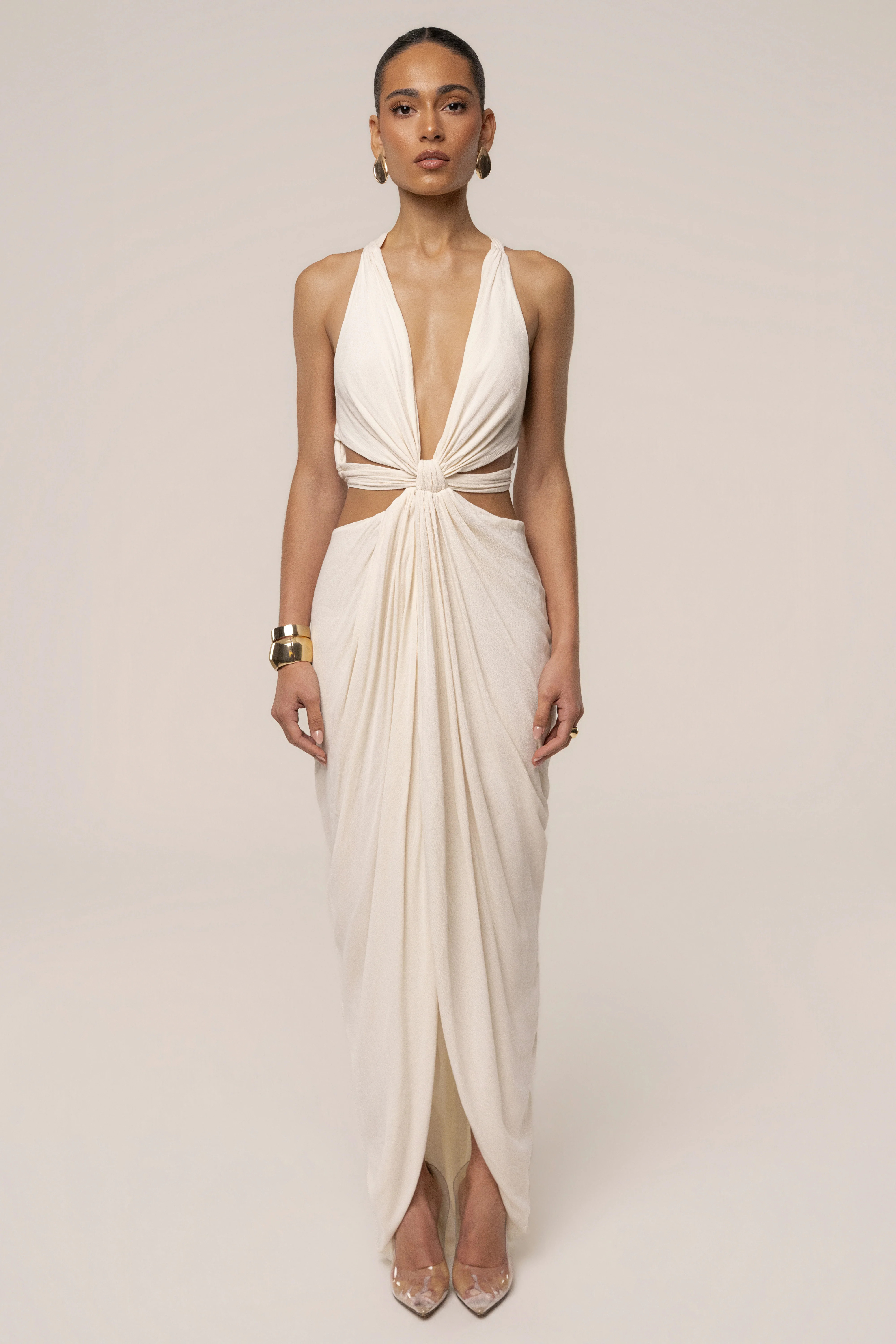 Cream Warm Sunsets Maxi Dress | JLUXLABEL US