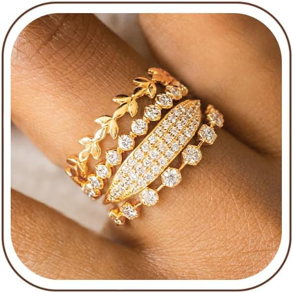 TOBENY Gold Rings for Women Non Tarnish Stackable Wedding Engagement Bands | Amazon (US)