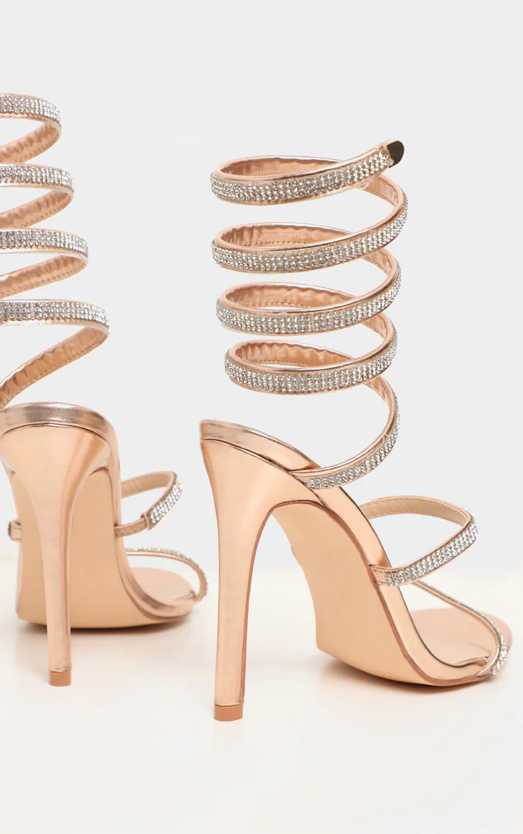 Gold Jewel Diamante Heel | PrettyLittleThing US