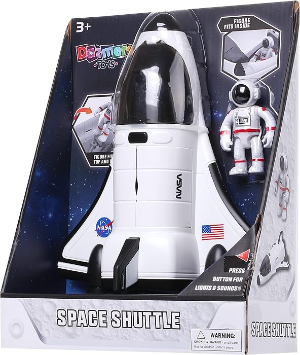 Dazmers Space Shuttle Toy with Astronaut Figure - Light Up Rocketship with Blast Off Sound Effect... | Amazon (US)