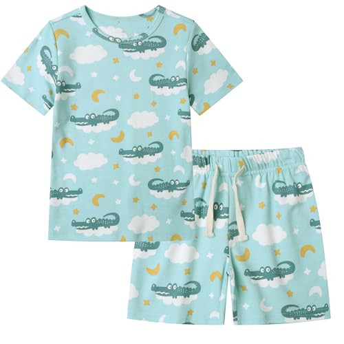 Owlivia Kids Pjs Set, Boys Girls Summer Short-Sleeve Sleepwear, 100% organic cotton Toddler Pajamas(3-4T, Crocodile) | Amazon (US)