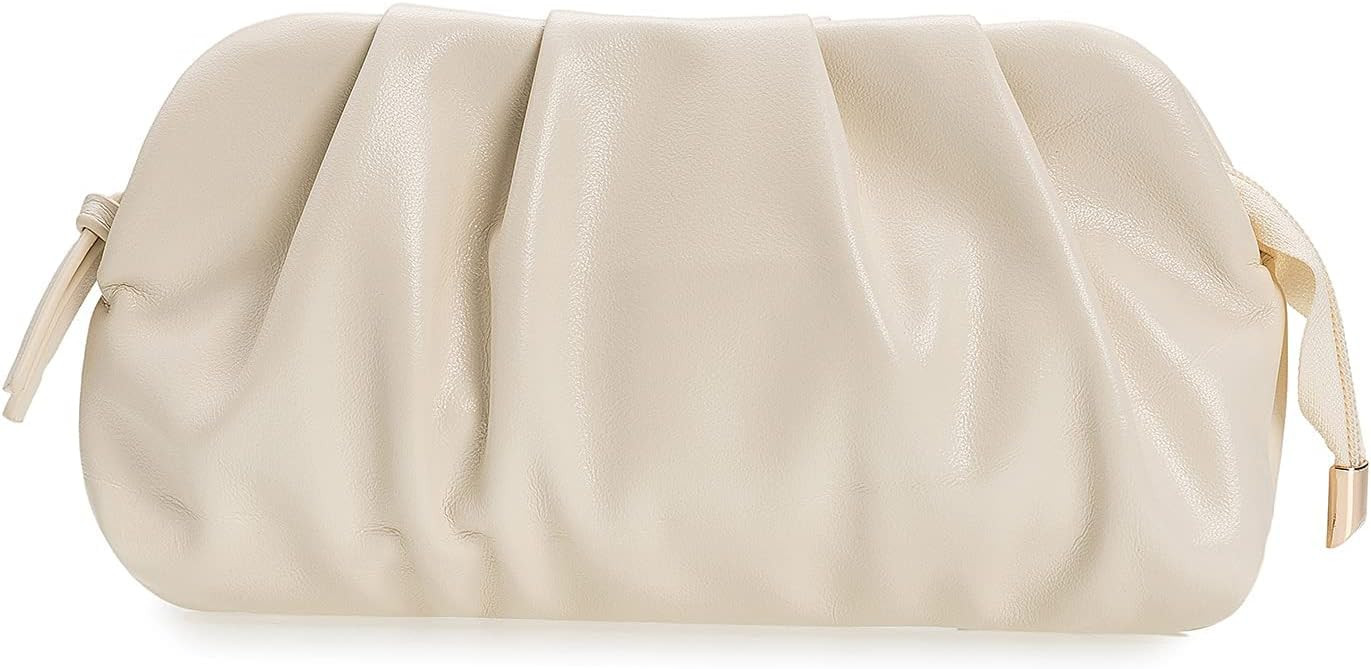 CHARMING TAILOR Chic Soft Vegan Leather Clutch Bag Dressy Pleated PU Evening Purse for Women | Amazon (US)