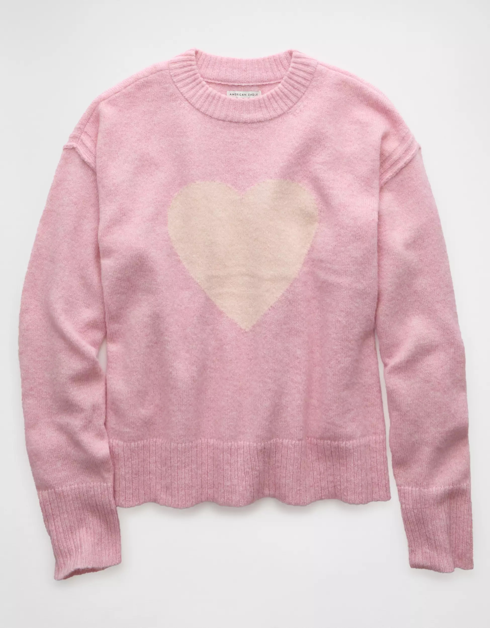 AE Whoa So Soft Heart Crew Neck Sweater | American Eagle Outfitters (US & CA)