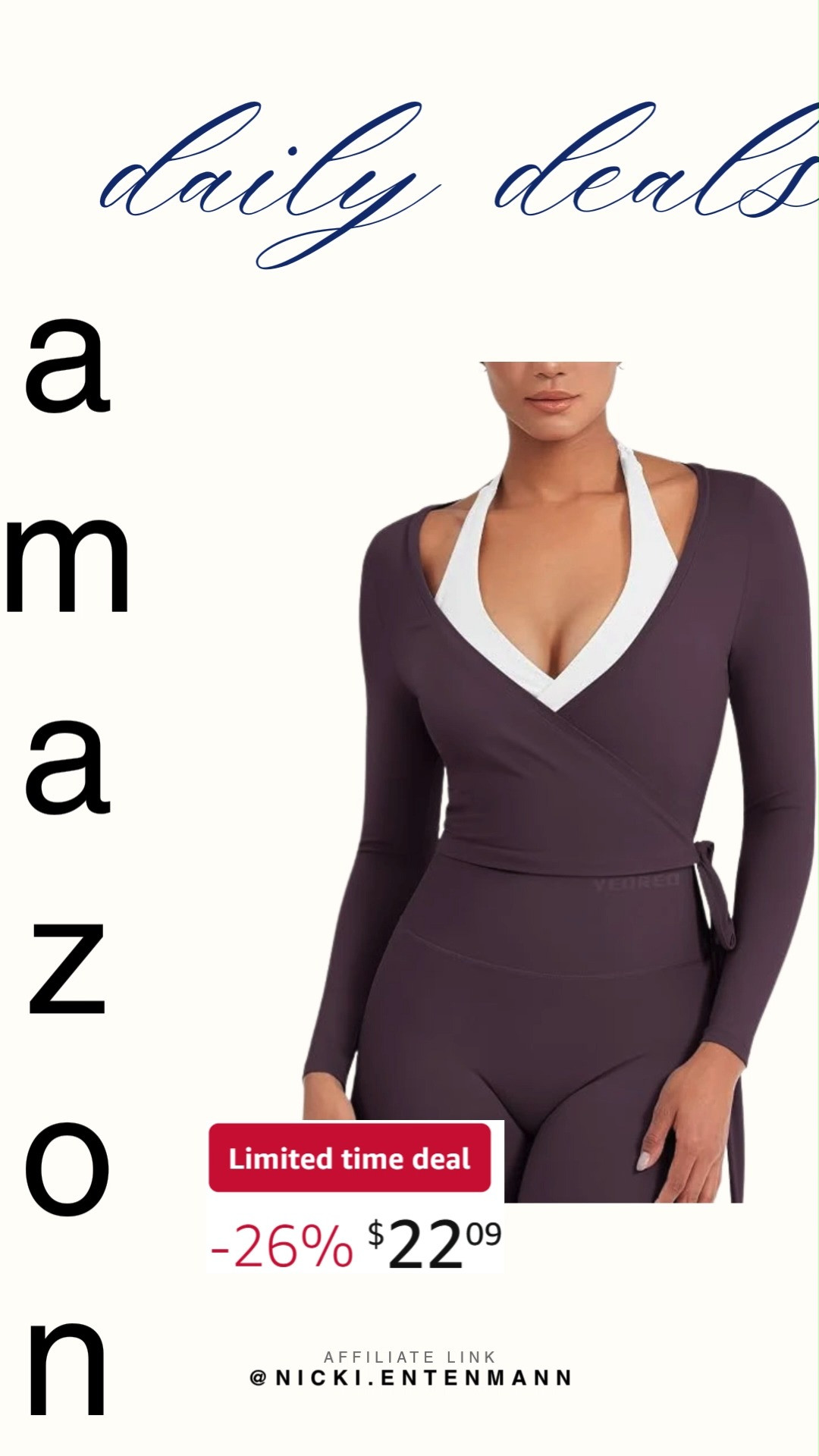 Stay stylish with YEOREO Ease Womens Pilates Wrap Top Tie Workout Shirt designed for comfort and modern flair. Perfect for workouts or casual wear, it blends versatility, charm, and confidence seamlessly. #yeoreo #pilatestop #wraptop #workoutshirt #activewear #athleisure #fitnessgear #casualstyle #amazonfinds #shoppingdeal #modernliving 👕✨🧘‍♀️ 

 #LTKootd #LTKActive #LTKSaleAlert