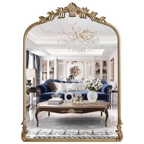 WallBeyond Gold Antique Mirror for Vanity 22x30 Inch, Gold Vintage Mirror with Ornate Frame, Arched Vintage Wall for Bathroom, Living Room, Fireplace | Amazon (US)