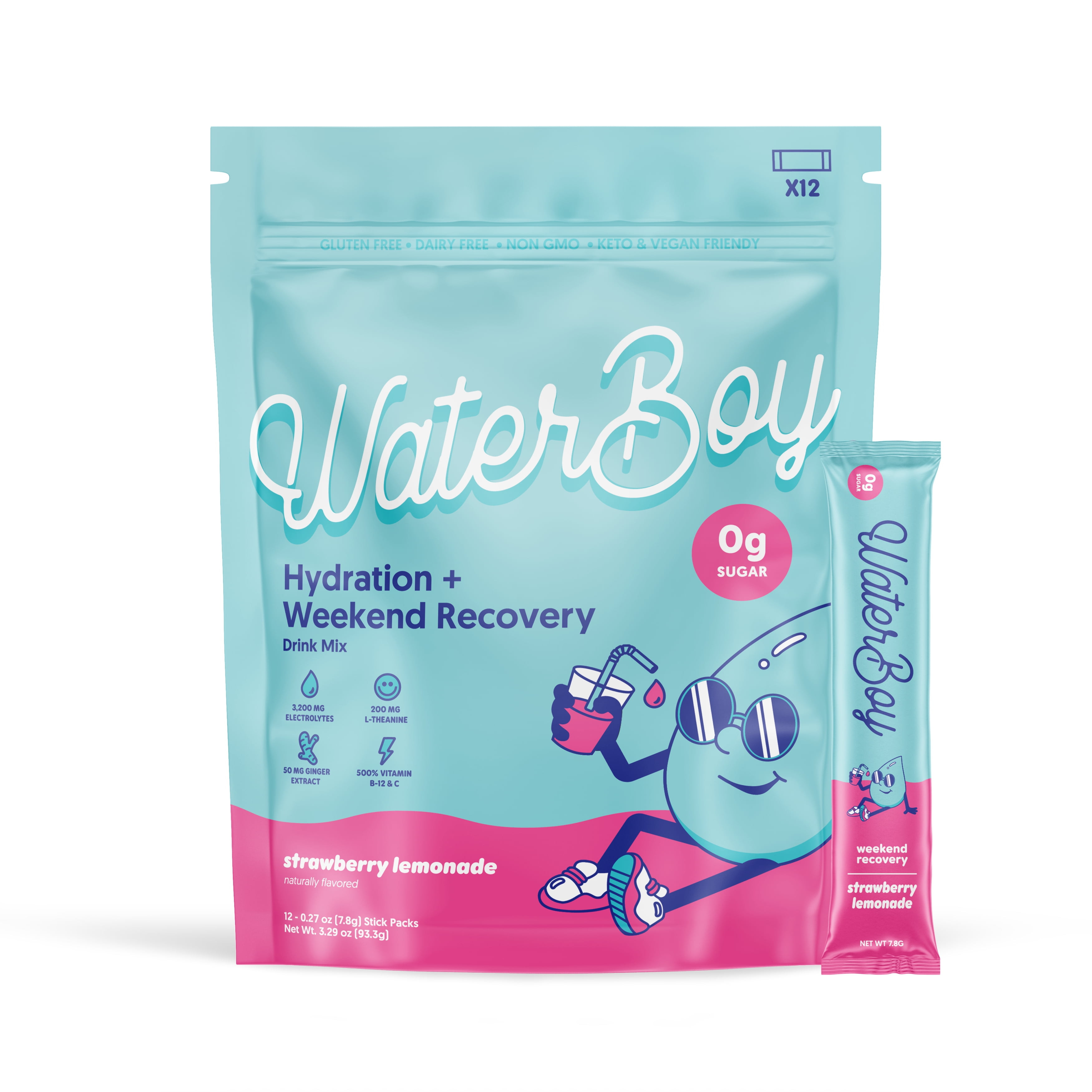 Waterboy Weekend Recovery, Strawberry Lemonade - 3,187mg Sugar-Free Electrolyte Powder Packets, 1... | Walmart (US)