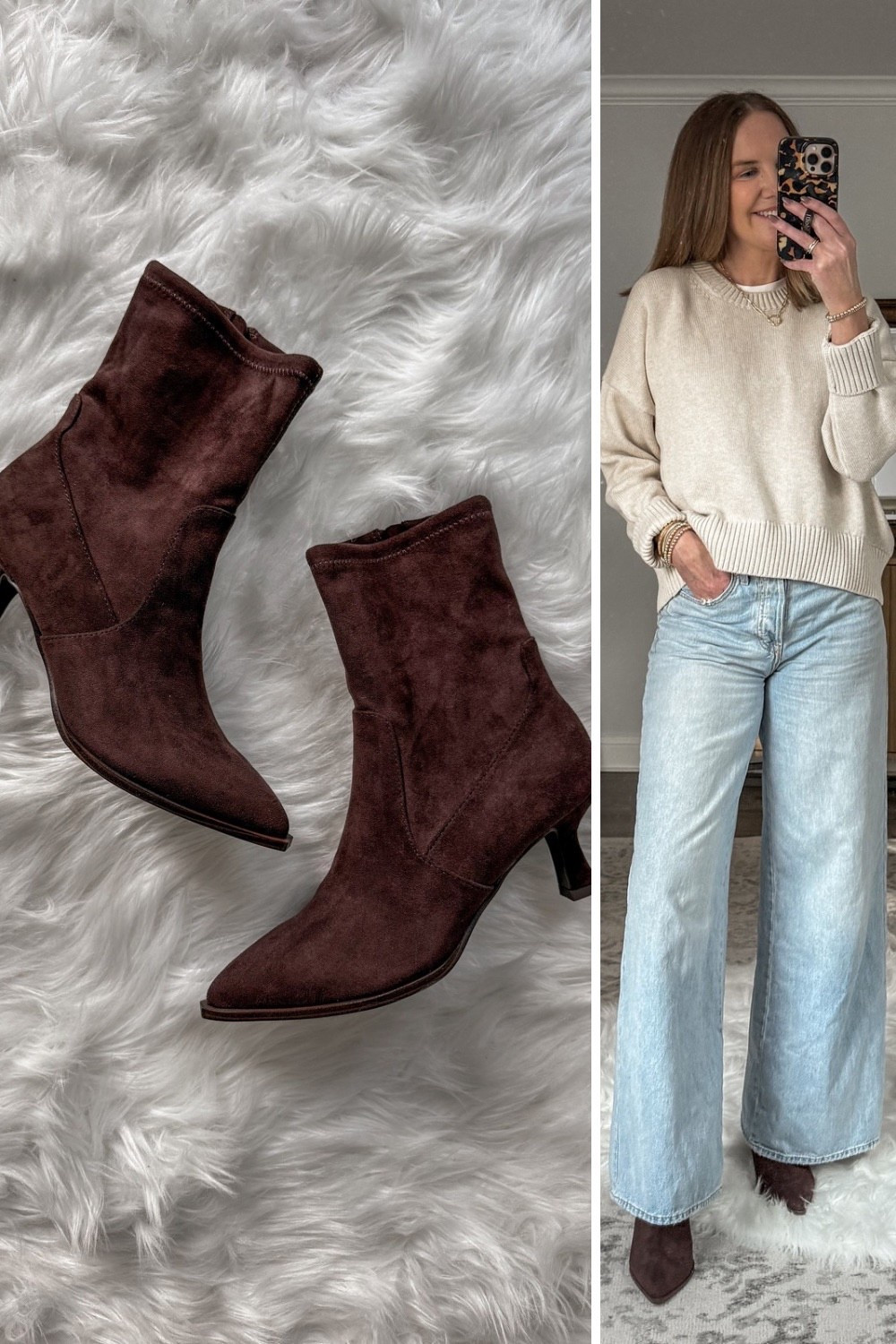 This season’s version of our favorite boot in trending chocolate brown🤎

Suede withe the same pointed toe and kitten heel! Comfortable, flattering and versatile; wear them with jeans - seriously any style of denim (wide leg, barrel, flare, cropped) - skirts, dresses or wide leg trousers. Fit TTS.

Fall fashion must haves, fall shoe trends, trendy style 2025, affordable style, style over 40



#LTKOver40 #LTKSeasonal #LTKShoeCrush