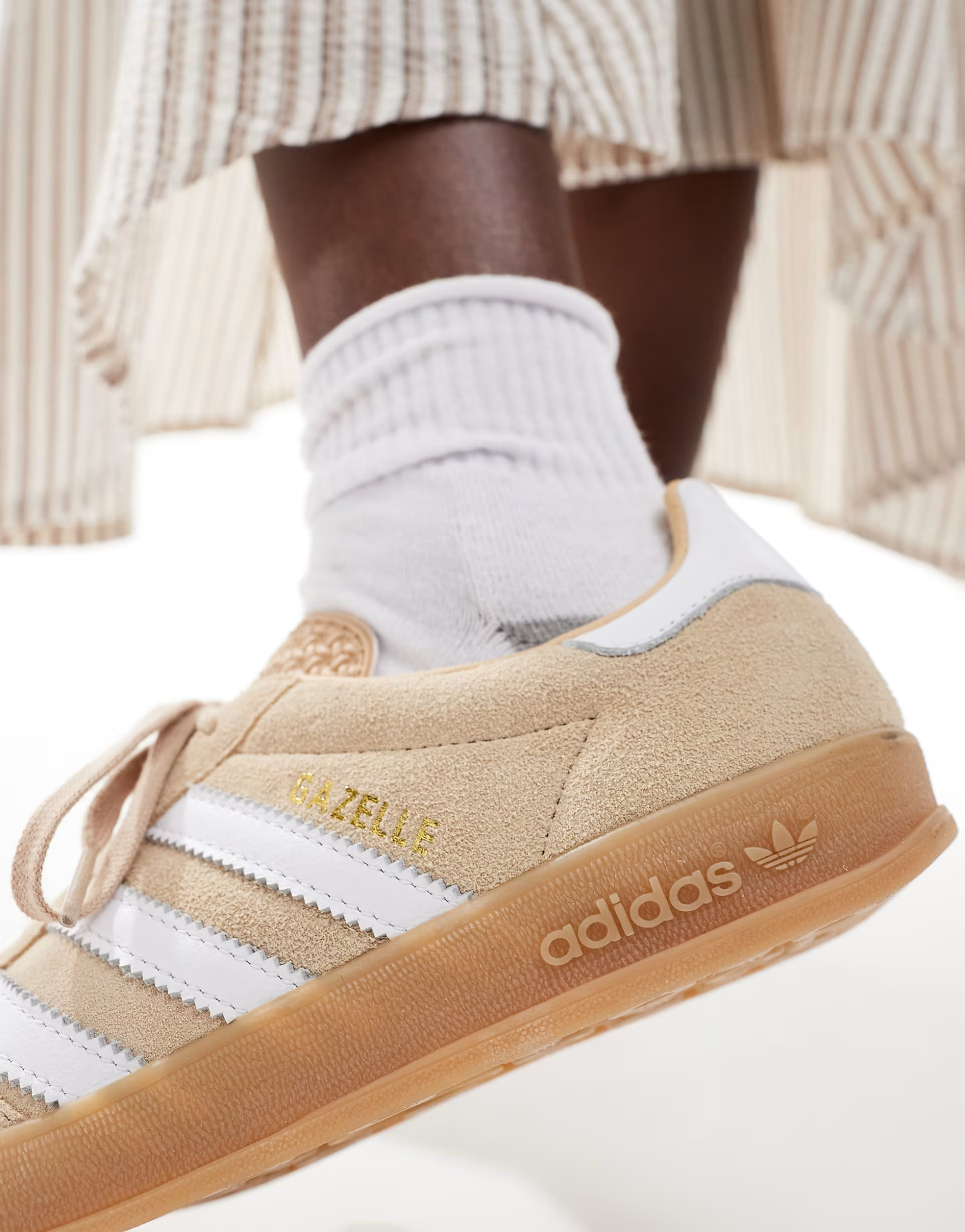 adidas Originals Gazelle Indoor sneakers in light brown and white | ASOS | ASOS (Global)