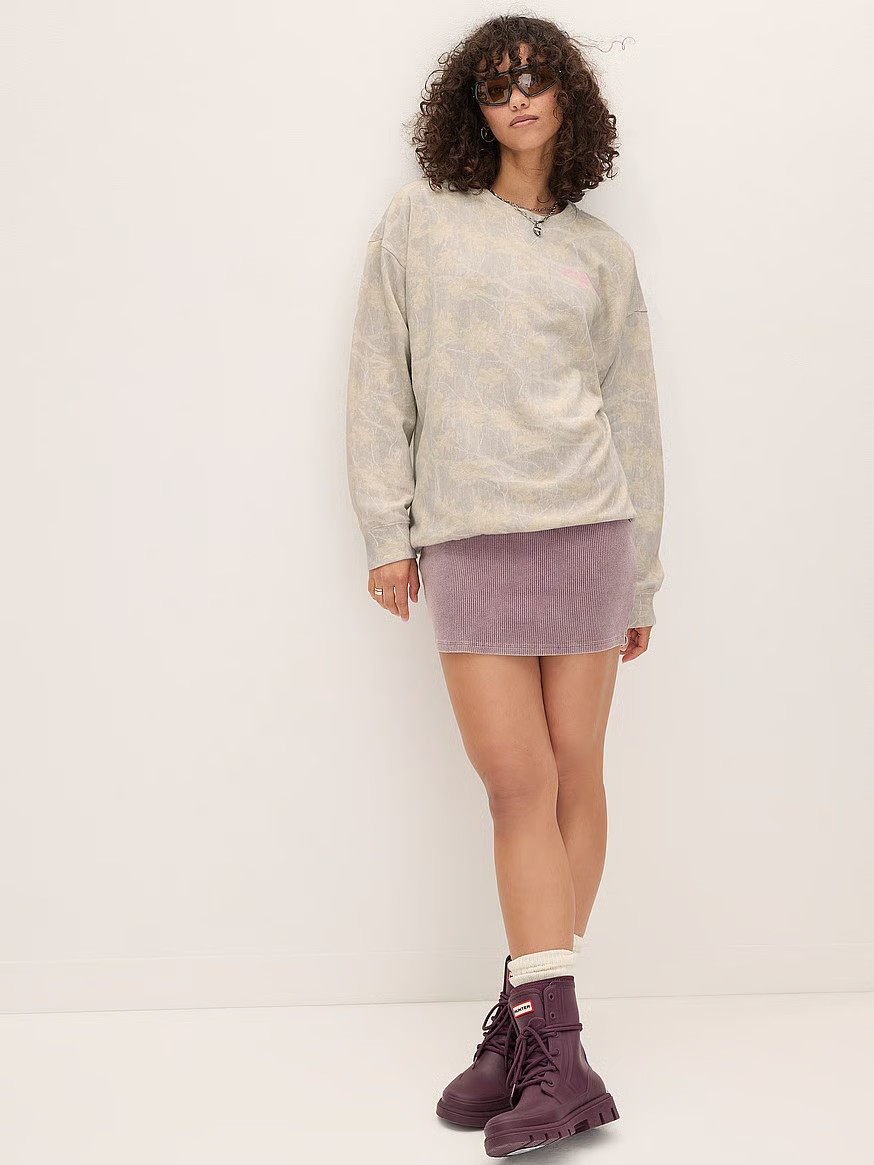 Buy Ivy Fleece Oversized Crew Sweatshirt, Camo - Order Hoodies & Sweatshirts online - Victoria's ... | Victoria's Secret (US / CA )