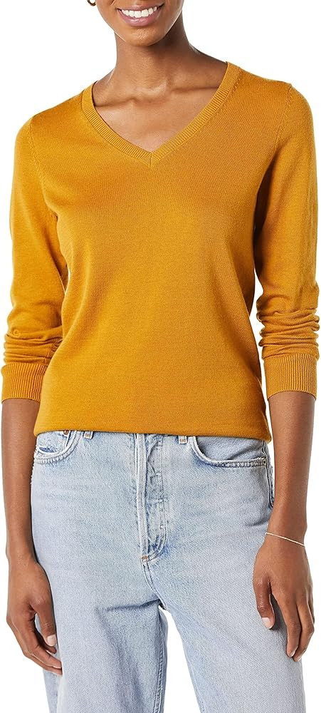 Amazon Essentials Women's Regular-Fit Lightweight Long-Sleeve V-Neck Sweater (Available in Plus S... | Amazon (US)