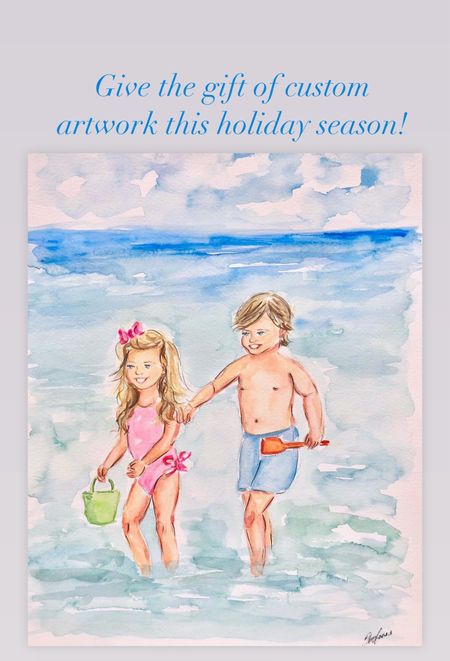 Give the gift of customized artwork! Watercolor family personalized portrait painting 