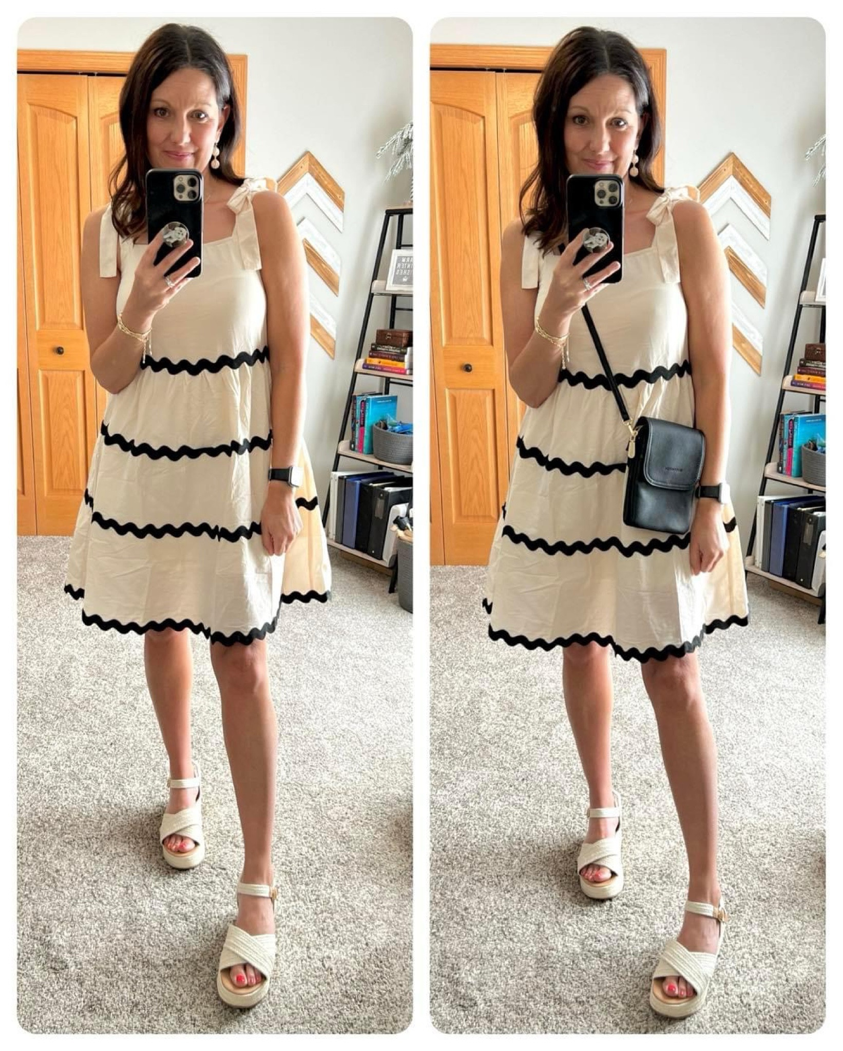The perfect little swing dress! Comes in 8 color options. Fits TTS, I’m in size S. Tie straps are adjustable. Shoes also TTS. 

#LTKfindsunder50 #LTKover40 #LTKsalealert