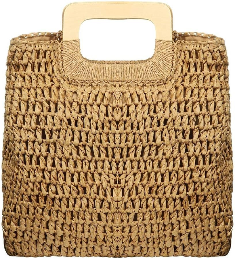 YYW Straw Tote Bag Women Hand Woven Large Casual Handbags Hobo Straw Beach Bag with Lining Pocket... | Amazon (US)