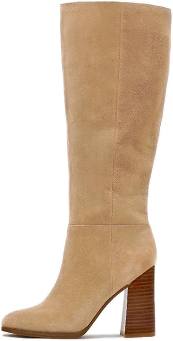 Erocalli Knee High Fall Faux Suede Tall Long Boots Wide Calf Chunky Block High Heel Fashion Boot ... | Amazon (US)