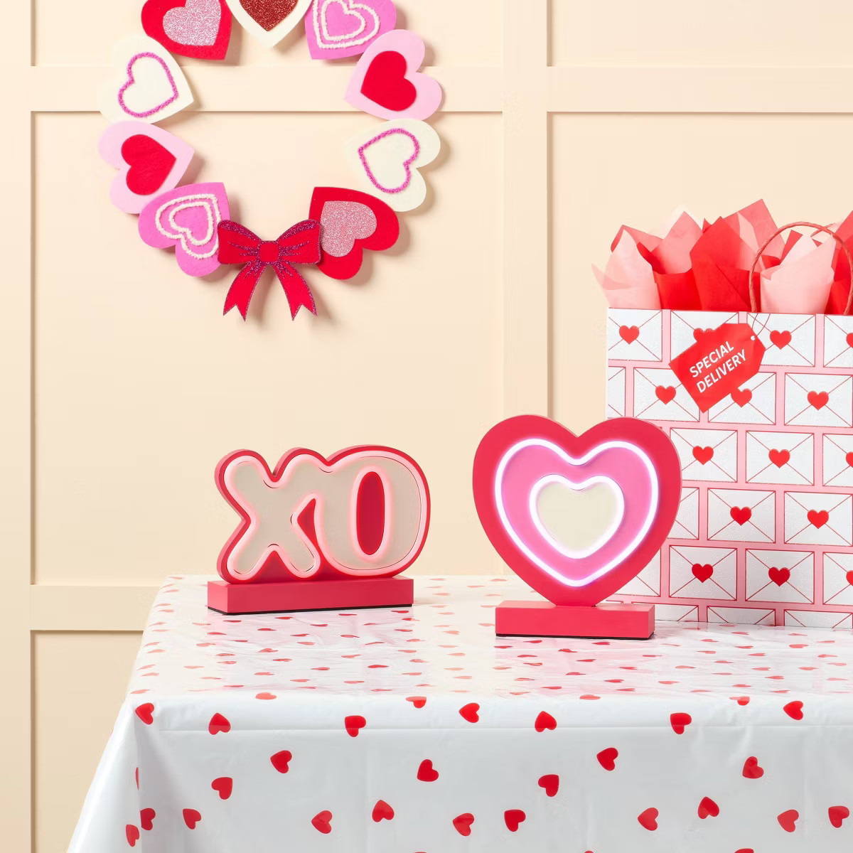 Valentine's Day Felt Heart and Bows Wreath - Spritz™ | Target