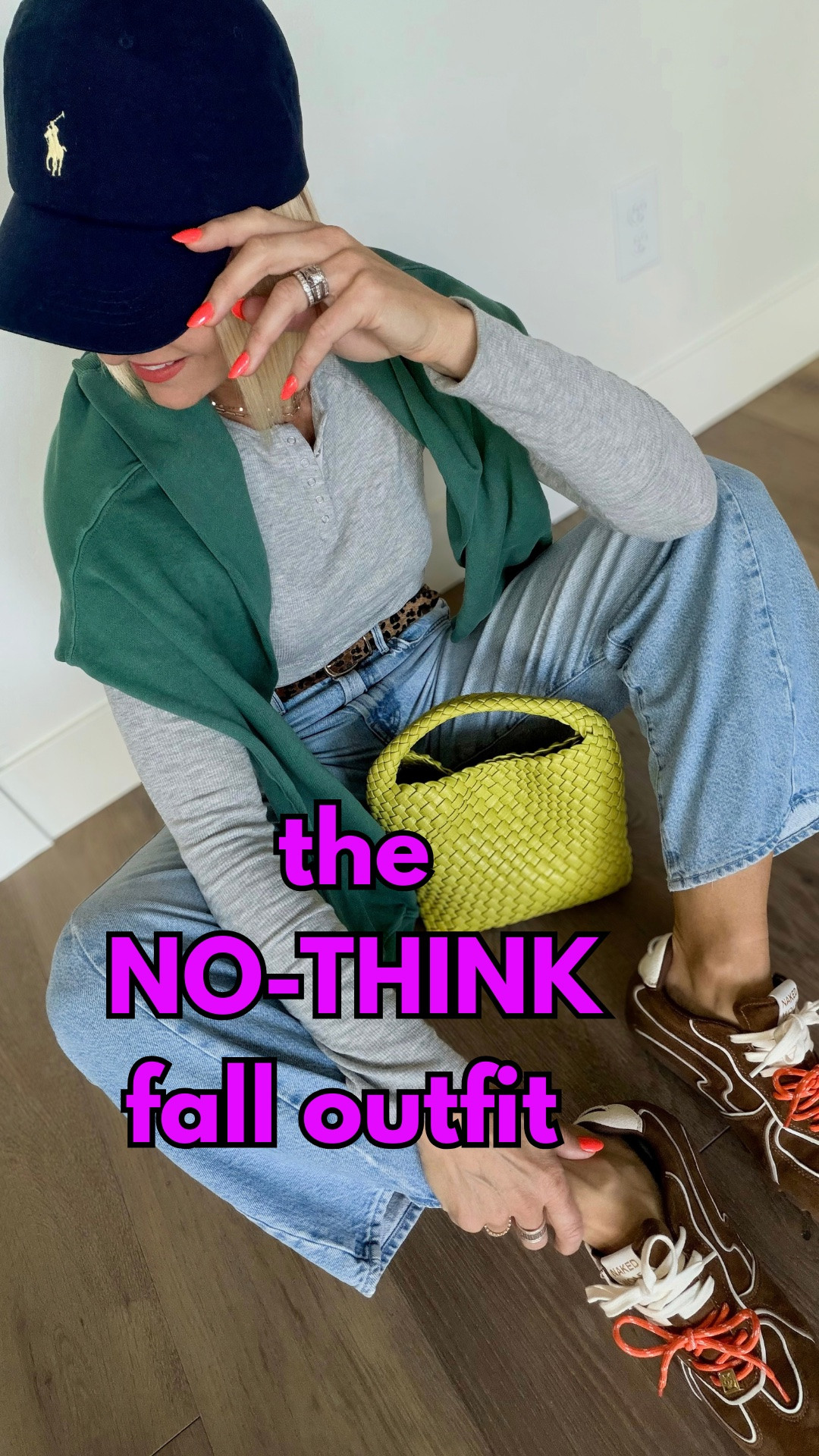 Easy fall outfit formula for busy moms. Simple, comfortable + pulled together without overthinking it.
👉Wearing my favorite jeans (currently 25% off!), a $20-ish classic sweatshirt, lightweight layering Henley, leopard belt, my go-to Ralph Lauren hat + NEW-to-me sneakers that are seriously next-level comfortable.
EVERYTHING fits tts — including the sneakers. I followed the US sizing exactly and they fit, even though some reviews say they fit small. For example, I wear a size 9 US and ordered a size 39.