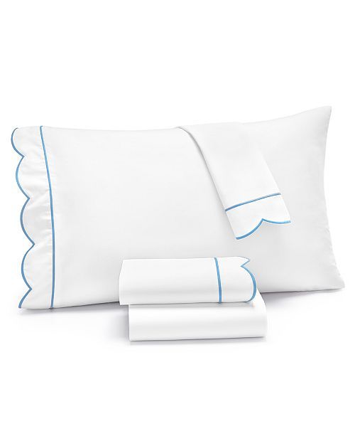 Martha Stewart Collection Signature Scallop 3-Pc. Twin Sheet Set, 400 Thread Count 100% Cotton Pe... | Macys (US)