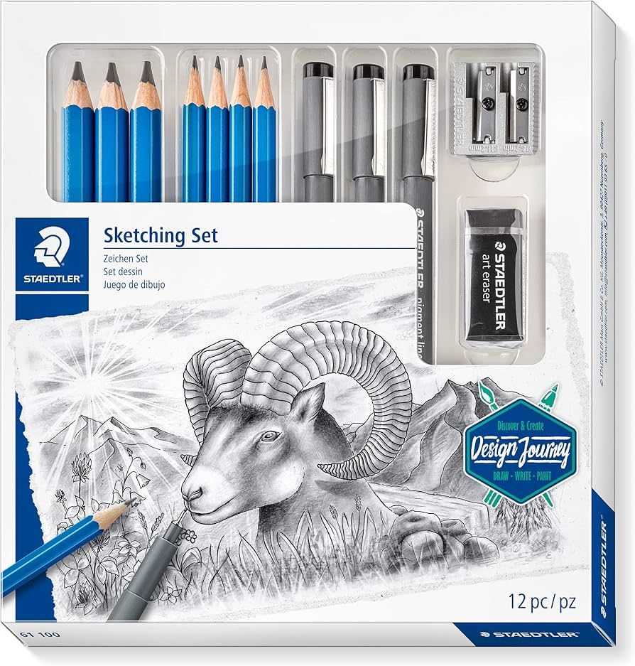 Staedtler Mars Lumograph Art Set | Drawing Kit with Art Pencils, Drawing Pens, Eraser and Double ... | Amazon (US)