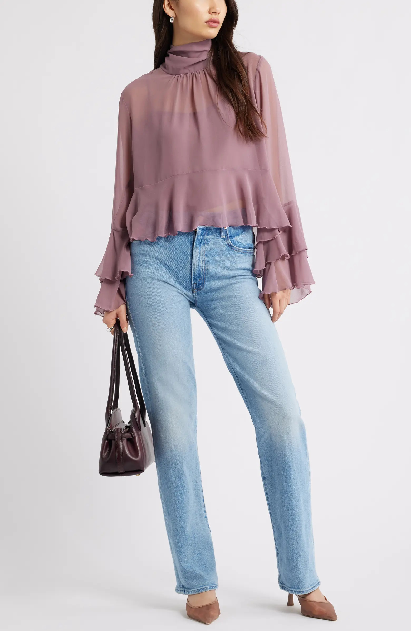 Open Edit High Neck Chiffon Top | Nordstrom | Nordstrom