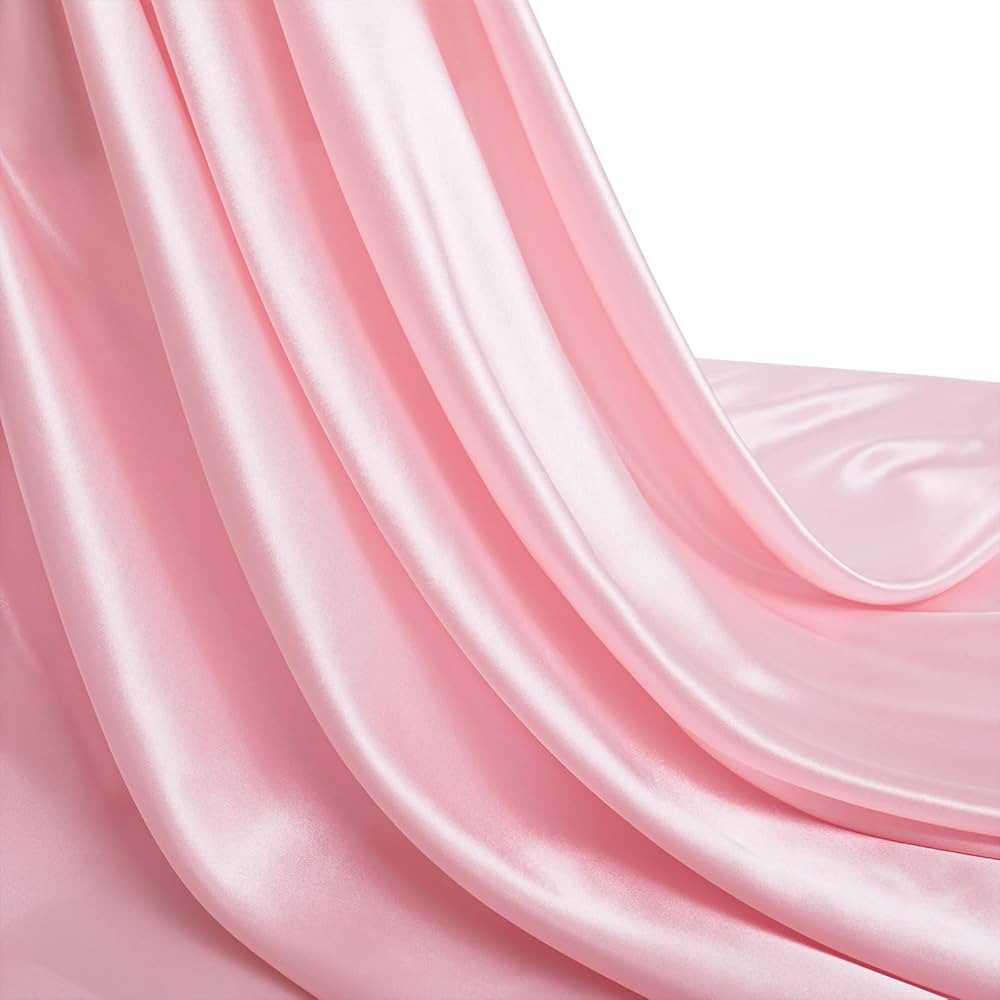 Pink Satin Fabric by The Yard, 55 Inch Wide, Shiny and Soft Charmeuse Satin Fabric for Sewing Wed... | Amazon (US)