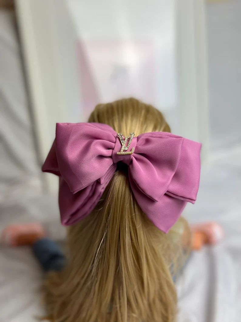 Handmade Light Pink Cute Satin Hair Bow - Etsy | Etsy (US)