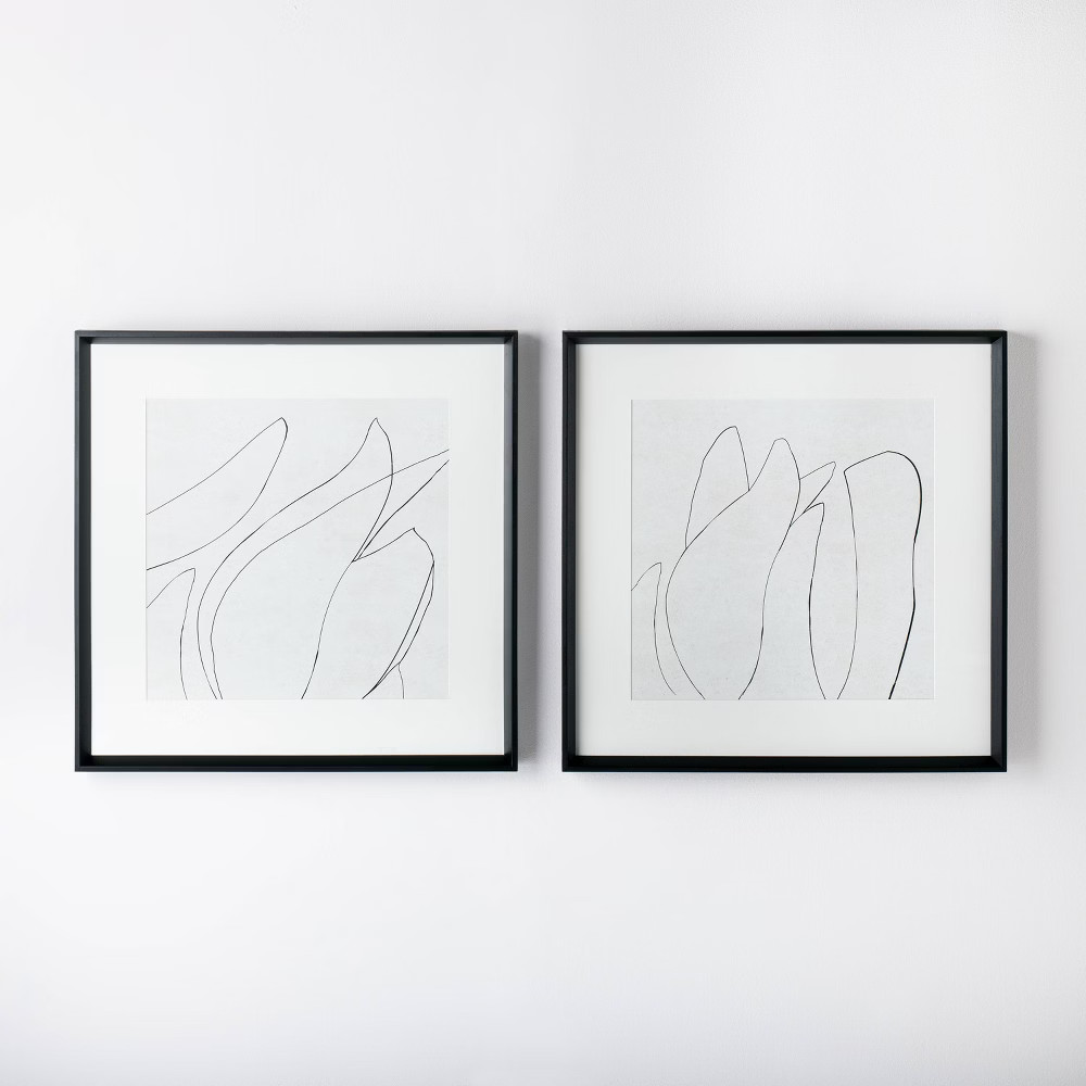 (Set of 2) 24"" x 24"" Sketch Art Print Black/White - Threshold designed with Studio McGee | Target