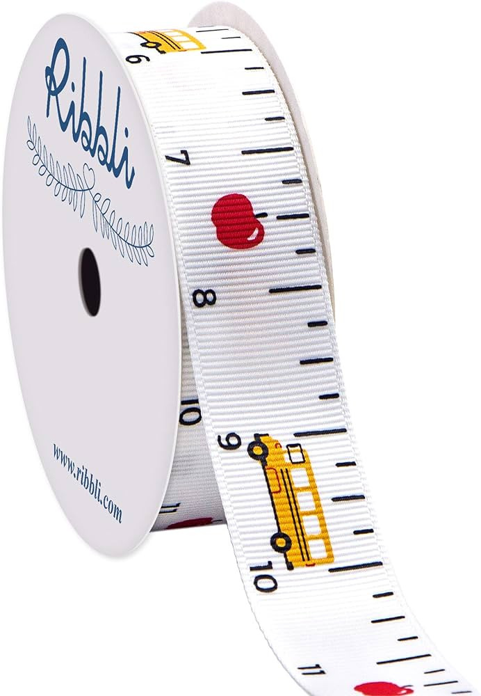 Ribbli Grosgrain Ruler & School Bus Craft Ribbon,7/8-Inch,10-Yard Spool, White/Yellow/Red,Use for... | Amazon (US)