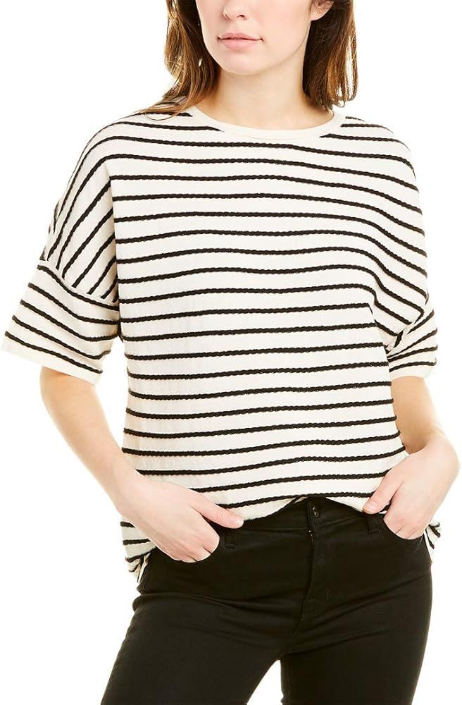 Anne Klein Women's Short Sleeve Striped Sweater Top | Amazon (US)