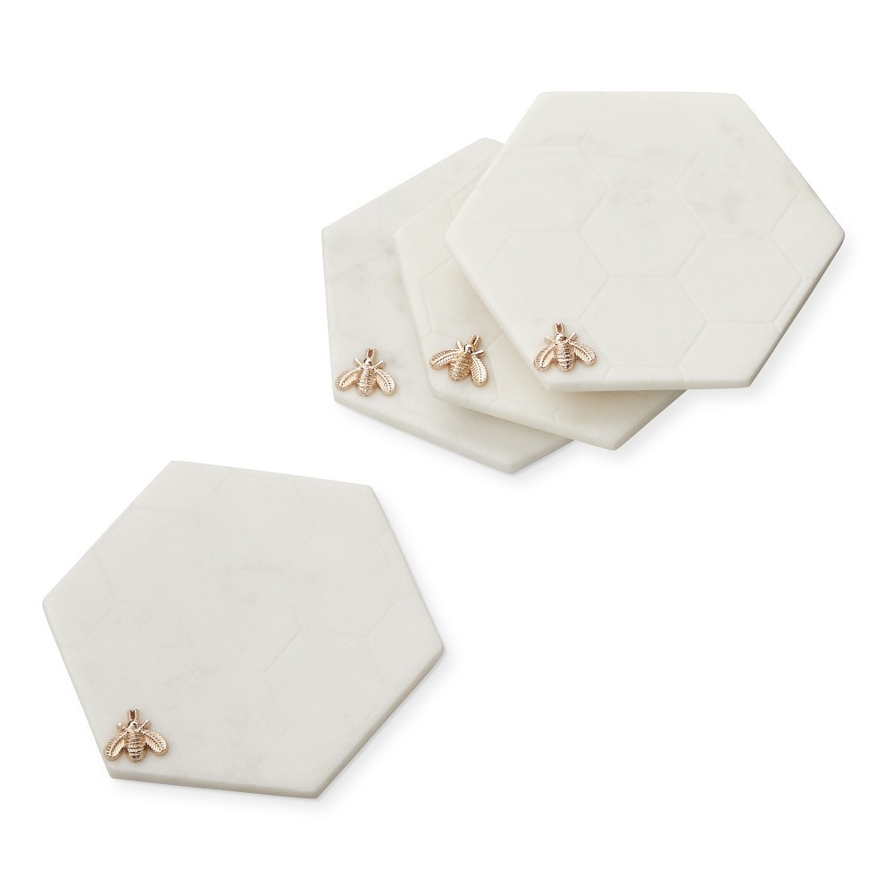 Honeycomb Marble Coasters, Set of 4 | Williams-Sonoma