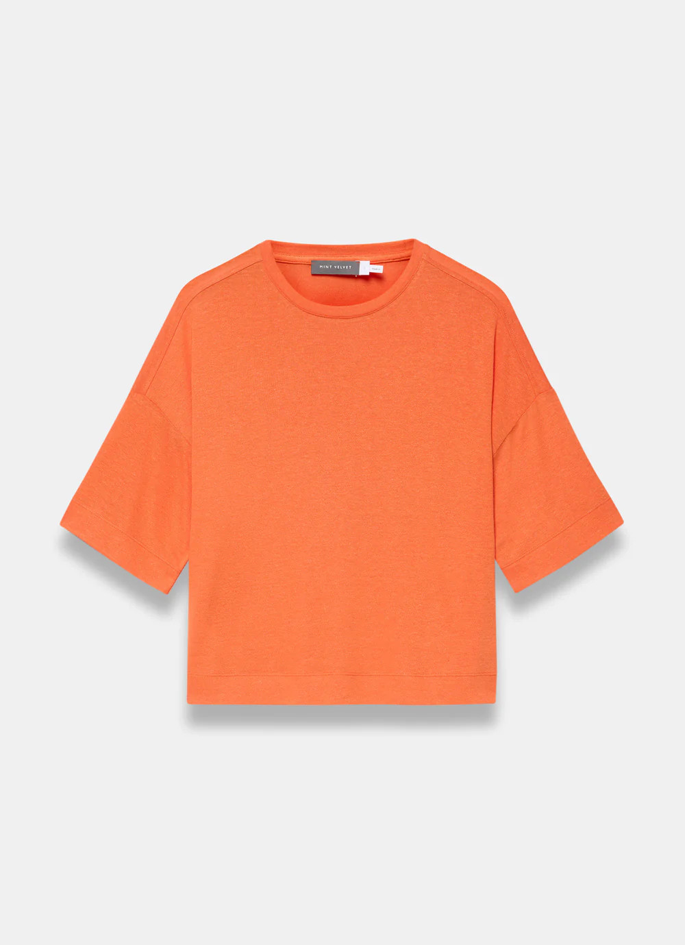 Orange Linen Blend Boxy T-Shirt | Mint Velvet