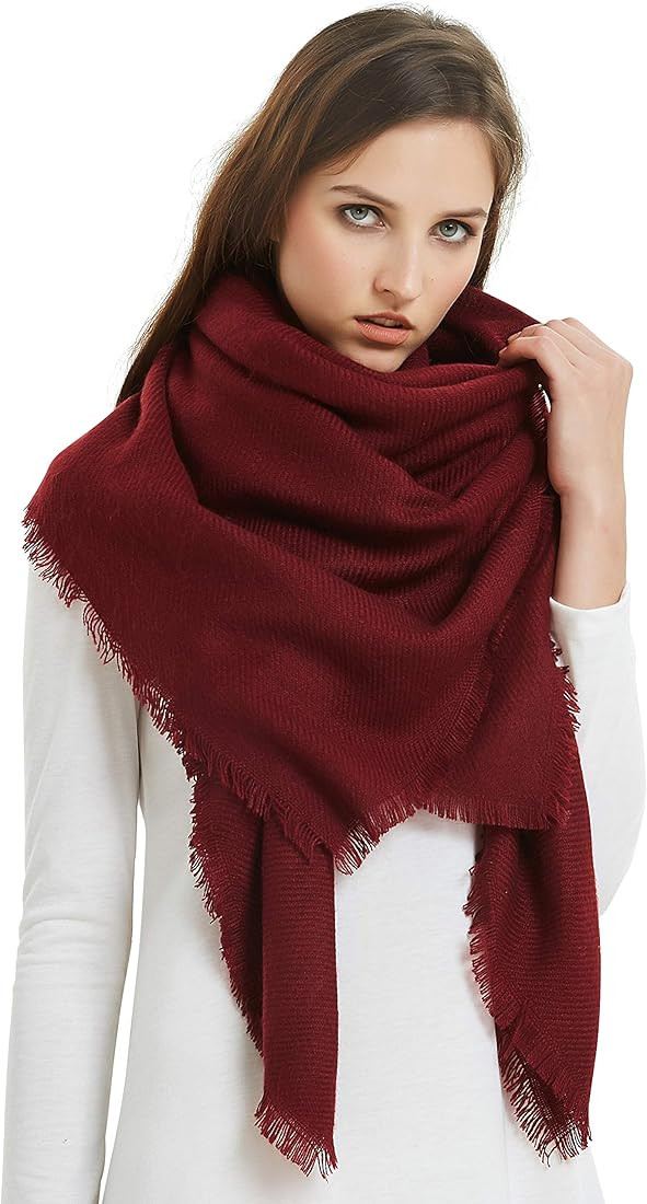 VIVIAN & VINCENT Soft Classic Luxurious Blanket Solid Color Square Scarf Wrap | Amazon (US)