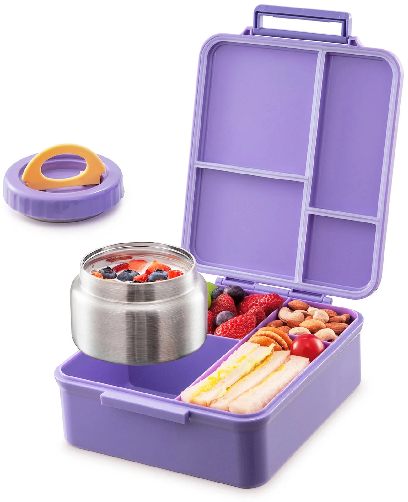 Caperci Bento Lunch Box for Kids with Thermos - Leakproof 4-Compartment Lunch Food Containers for... | Walmart (US)