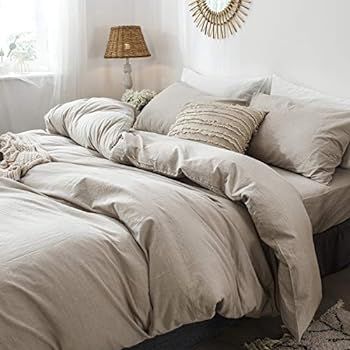 Amazon.com: MooMee Bedding Duvet Cover Set 100% Washed Cotton Linen Like Textured Breathable Dura... | Amazon (US)