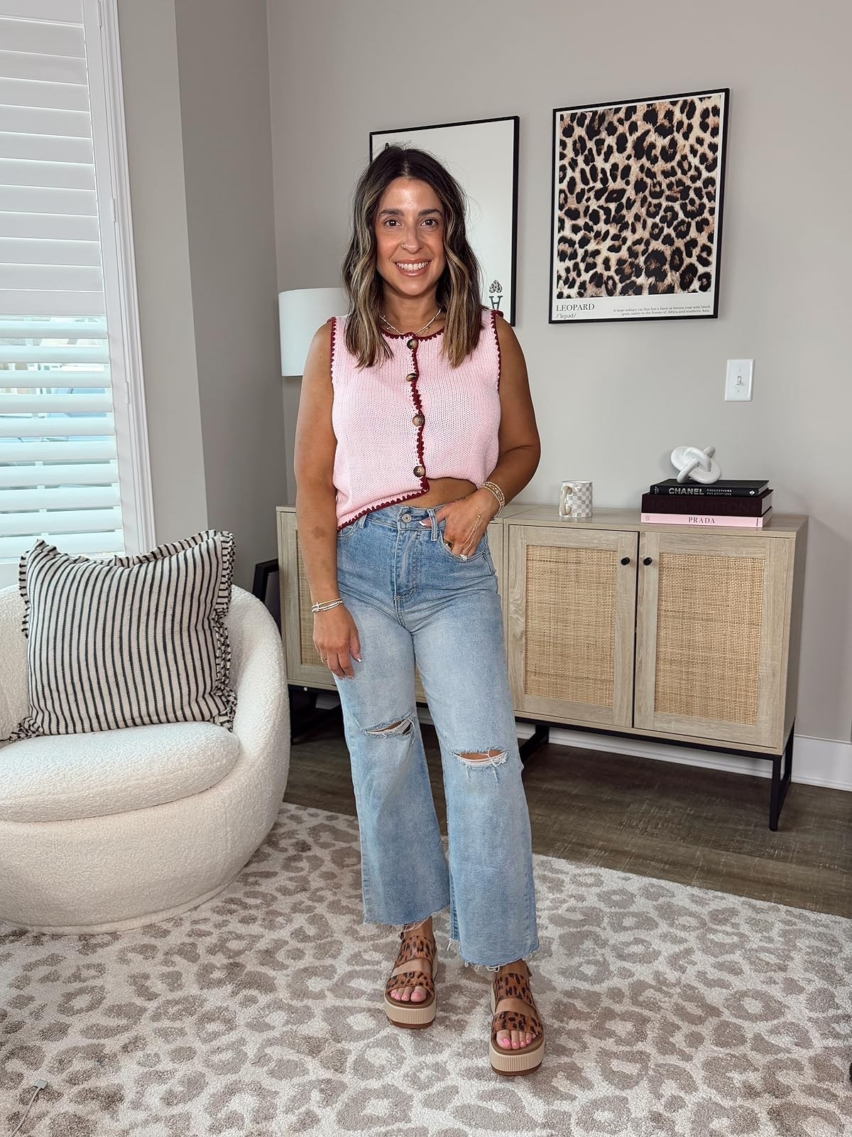I am completely obsessing over this sleeveless Amazon sweater. Every single thing about it screams expensive boutique, except for the $29 price tag. This comes in 3 other colors and they all adorable. Paired with these perfectly short girl approved wide leg cropped jeans and these leopard platform sandals, it’s the perfect spring outfit. 
For reference, I’m wearing a size small in the top and a 4 in the jeans. 
Petite girl approved spring outfit, spring date night outfit inspo

#LTKPetite #LTKMidsize #LTKSeasonal